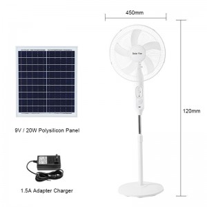 Solar electric fan, fan 16 inch portable lithium battery rechargeable desktop household silent fan floor fan