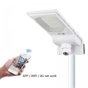 High Power 4G HD Camera Outdoor Waterproof IP65 100W 200W 300W Polycrystalline Solar Panel All In One LED CCTV Solar Streetlight