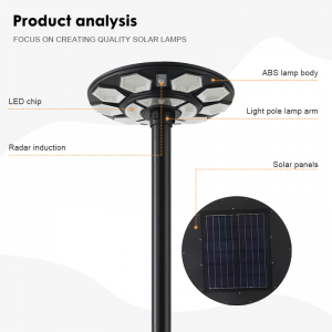 Factory New Design Outdoor Solar Garden Lamp Ip65 Waterproof ABS Shell 150w 250w 300w 400w 500w Led Solar Garden Light