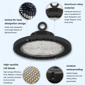 High Bay Lamp Fixture Aluminum IP65 50W 100W 150W 200W 250W Industrial Warehouse Workshop UFO LED High Bay Light