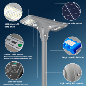 IP65 Waterproof Integrated Street Lamp 400W 500W 600W LED Solar Powered ABS Pole Outdoor Garden Light All in One for Garden Use