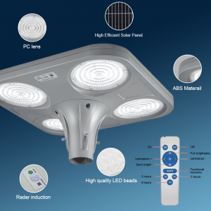 Outdoor Ip65 Waterproof Motion Sensor UFO Integrated All In One Energy Saving 30W 50W 100W Solar Powered Led Garden Street Light