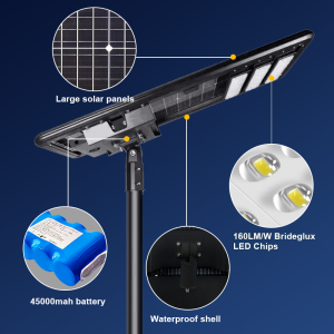 High Power Aluminum IP65 Waterproof Integrated All In One LED Solar Street Lights 100W 200W 300W 400W Range for Outdoor Use