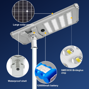 200w-1000w Integrated IP65 Waterproof Aluminum Outdoor 300w LED Solar Street Light Solar Lmap Road Light Ip65 Waterproof Light