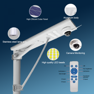 100W 200W 300W LED Solar Street Light with Optical Control Waterproof IP65 Integrated 4G CCTV Camera Road Security Outdoor Usage