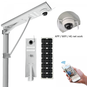 100W 200W 300W LED Solar Street Light with Optical Control Waterproof IP65 Integrated 4G CCTV Camera Road Security Outdoor Usage