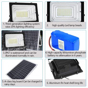 LED Solar Flood Light Outdoor 300W Dusk to Dawn Security Light IP67 Waterproof flood Light